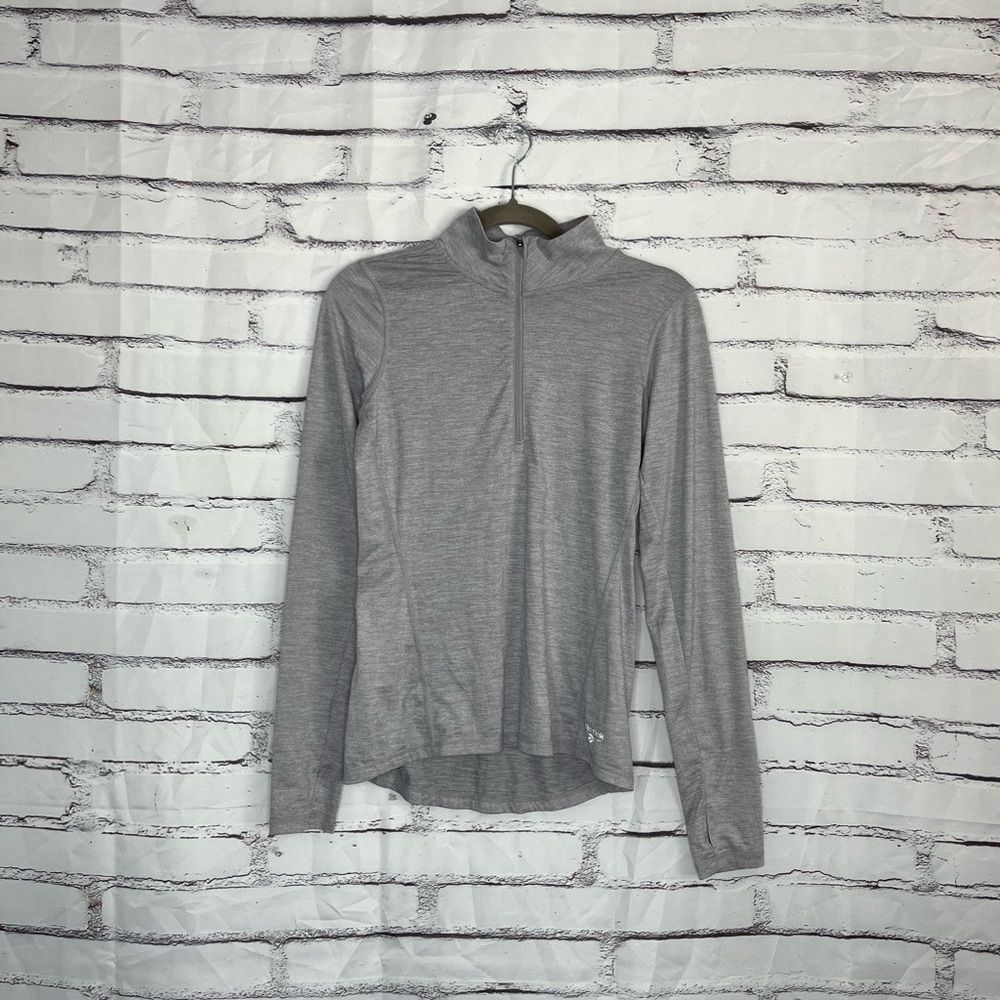 Reebok Light Grey 1/4 Zip Sweatshirt XS Mock Neck Relaxed Fit Lightweight Cadual